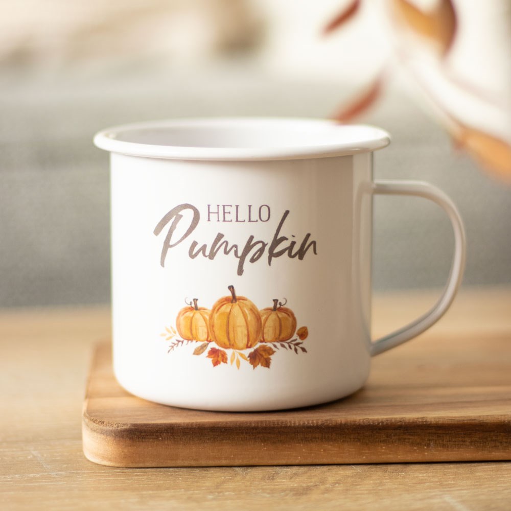 Mug émaillé "Hello Pumpkin"