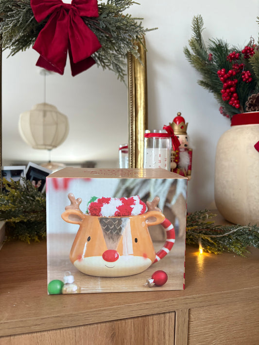 Ensemble tasse et chaussettes renne de Noël