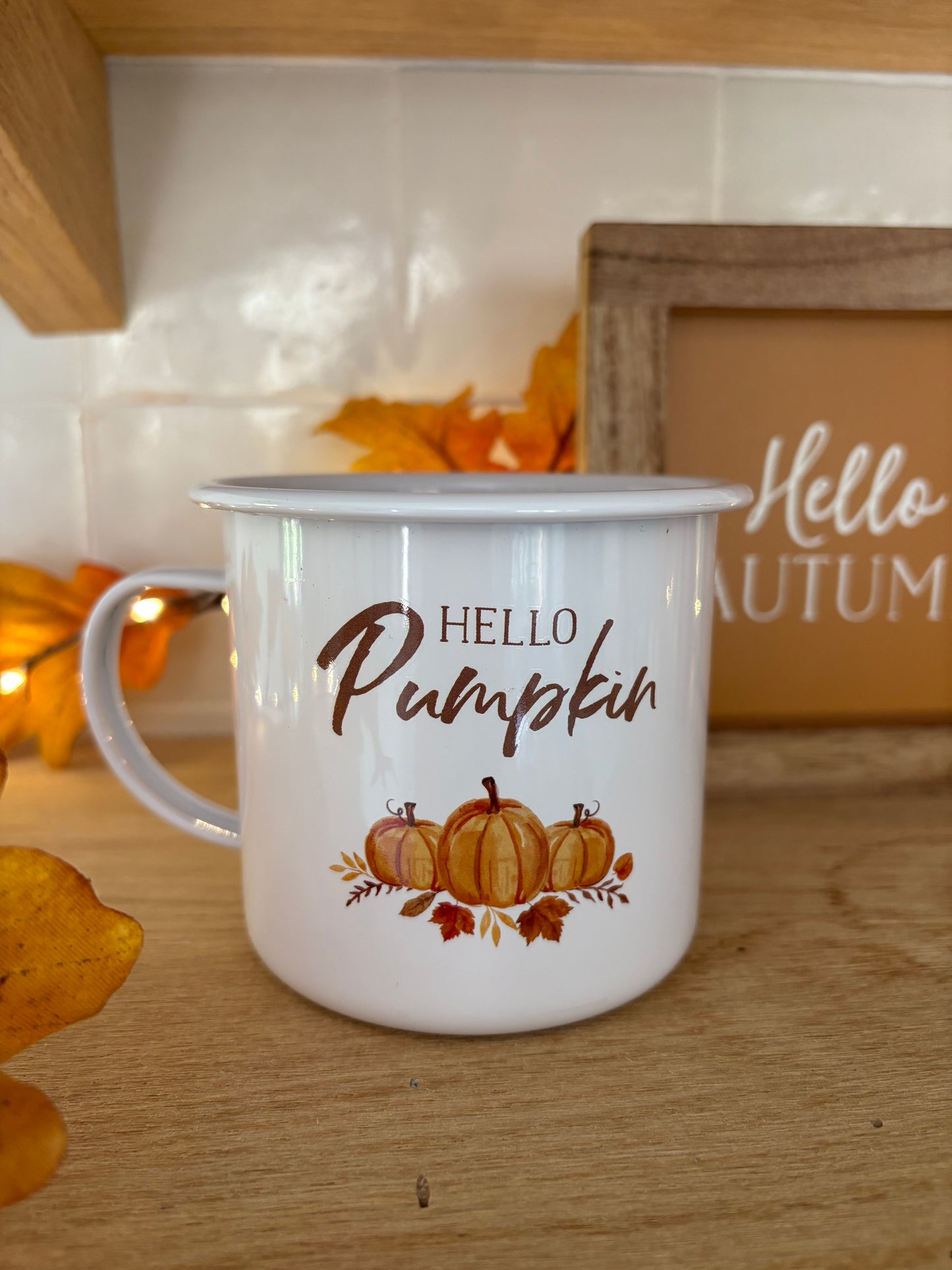 Mug émaillé "Hello Pumpkin"