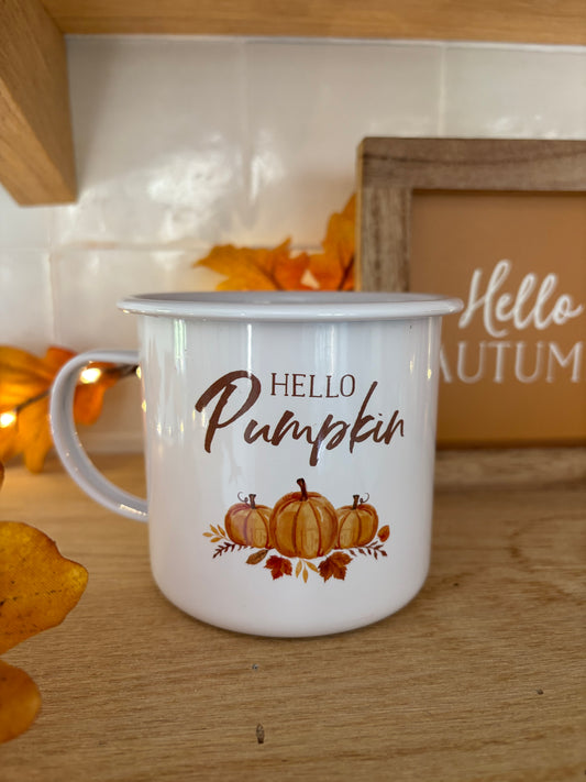 Mug émaillé "Hello Pumpkin"